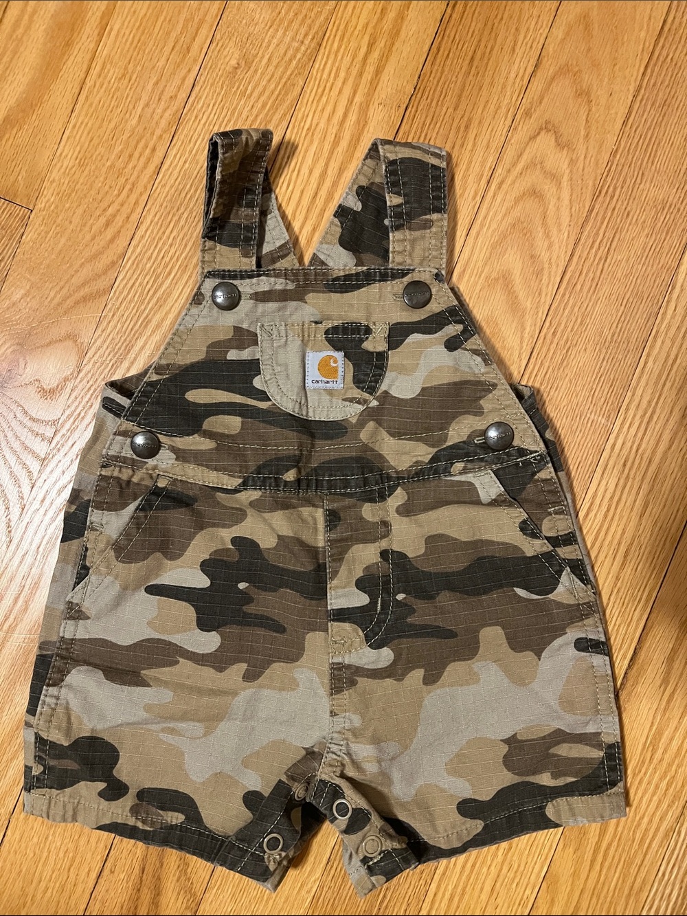 Carhartt Infant Camo Short Overalls in Brown and Green